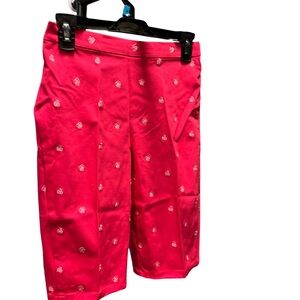 Isaac Mizrahi Live! Women's Shorts Sz 2 Reg Embroidered CottonSpan Pink Punch
